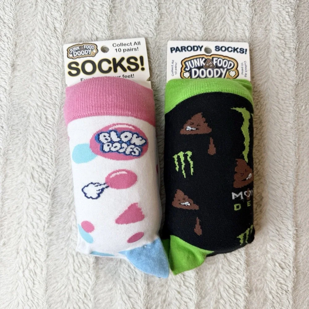 Two Pairs Junk Food Doody Socks Blow Poofs Monster Deuce Funny Gift